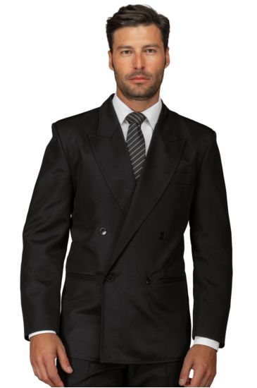 Double-breasted peak lapel jacket for men - Isacco Nero