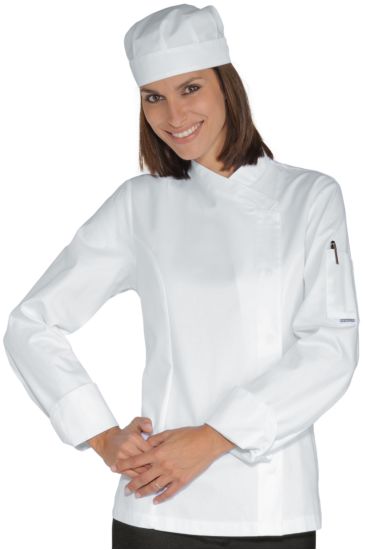 Lady Chef jacket with snaps - Isacco White